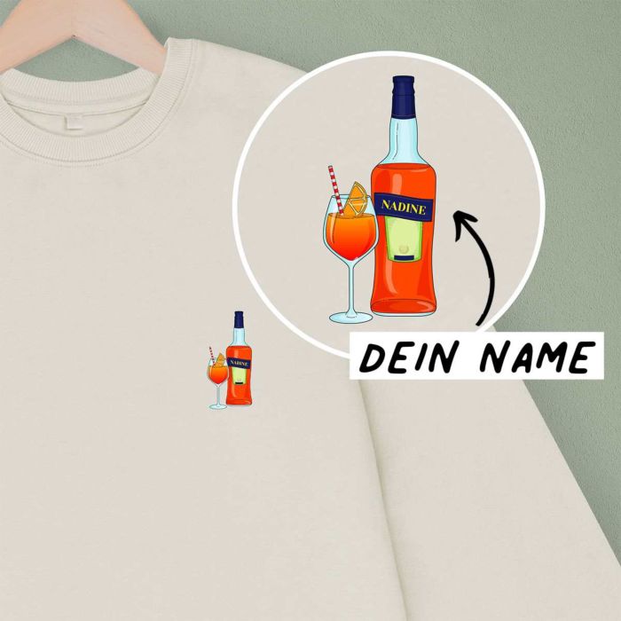 Personalisierbarer Pullover mit Drink und Name