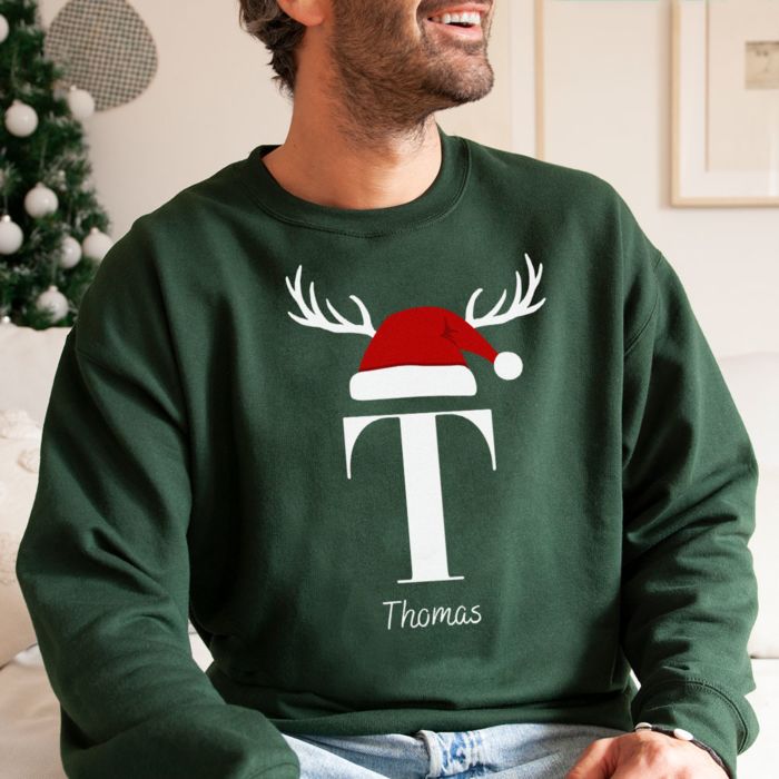 Personalisierbarer Weihnachtspullover mit Monogramm