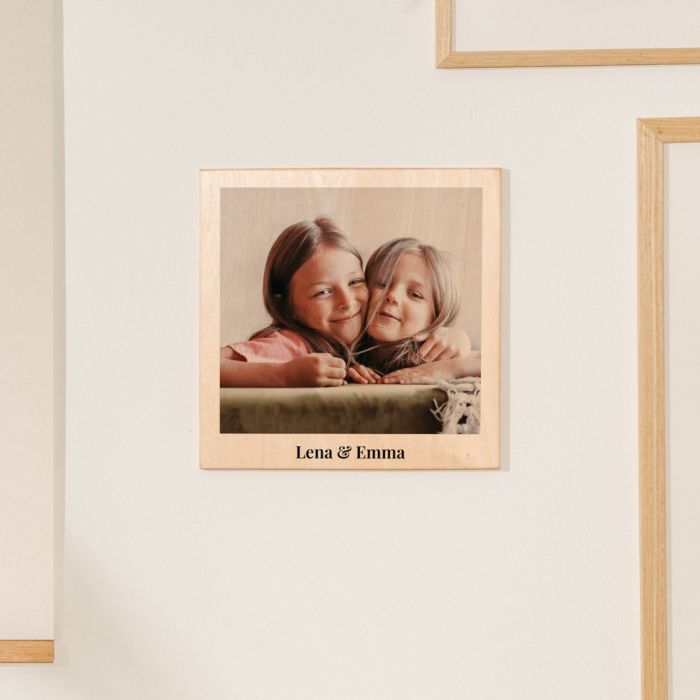 Personalisierbares Holzbild im Polaroid-Look