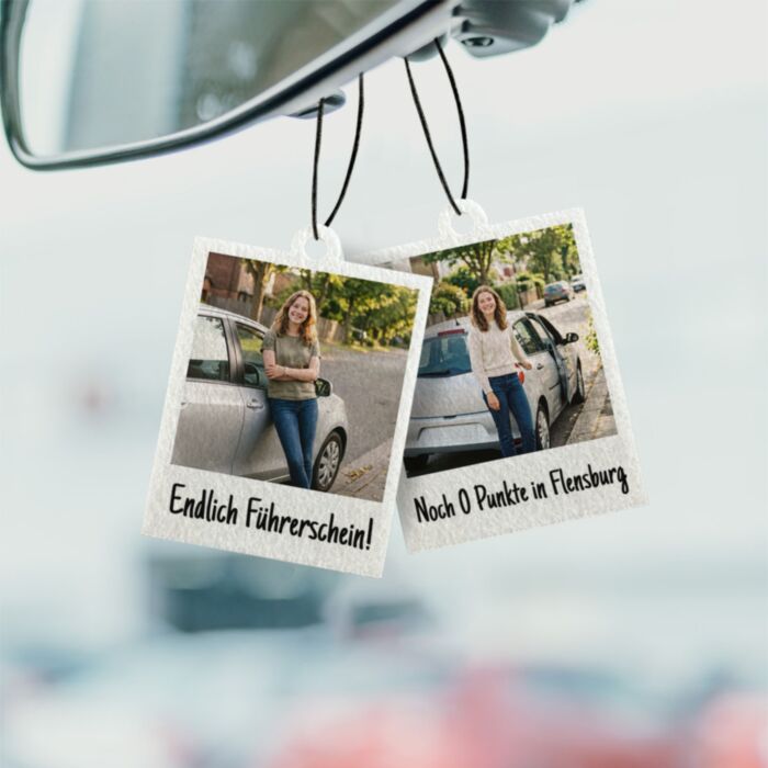 Personalisierbarer Duftbaum 2er Set im Polaroid-Look - Design