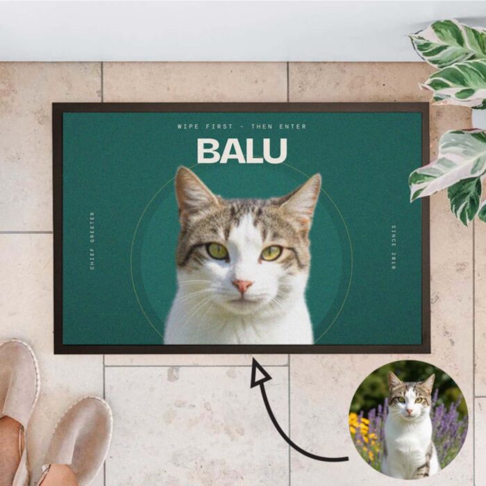 Personalisierte Fußmatte Haustier mit Foto und Text