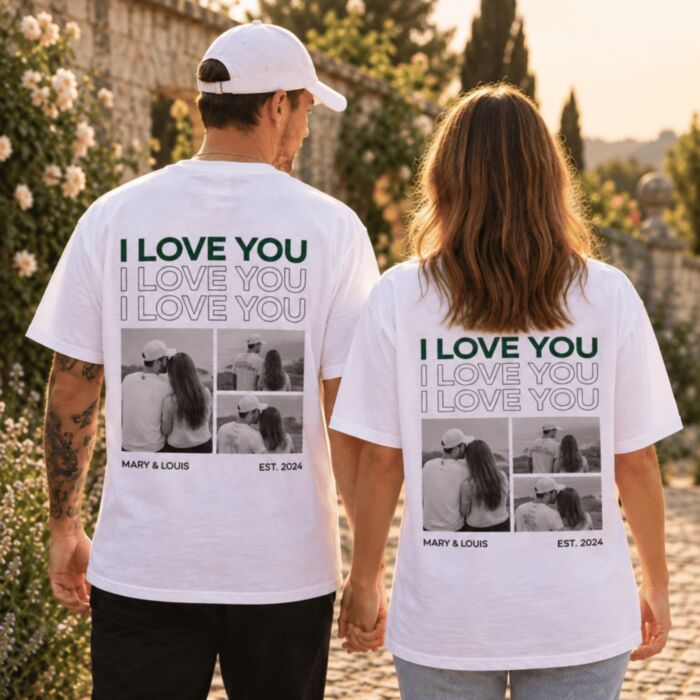 Geschenkset 2er Set T-Shirt mit Schwarz Weiß Fotos und Text