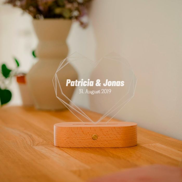 Personalisierbare Herz-Lampe mit Name