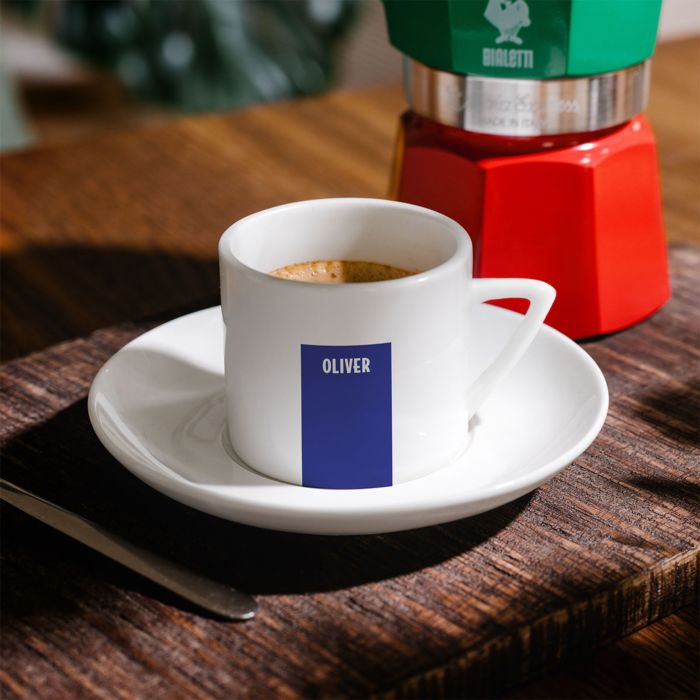 Personalisierbare Espresso Tasse mit Namen und Hintergrund Personalisierbare Espresso Tasse mit Namen und Hintergrund