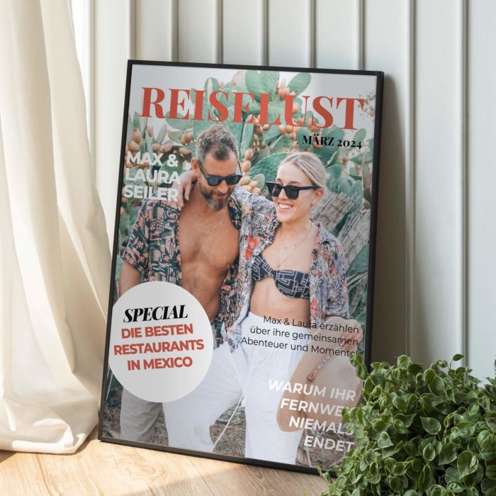 Geschenk für Freund personalisierbares Poster im Magazin Cover Stil