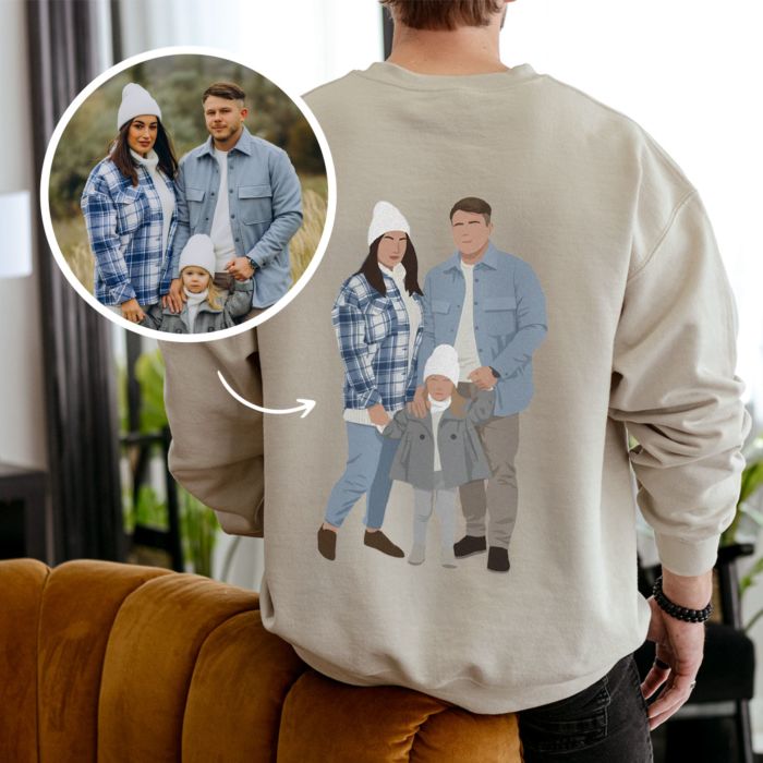 Personalisierbarer Pullover mit KI-Illustration