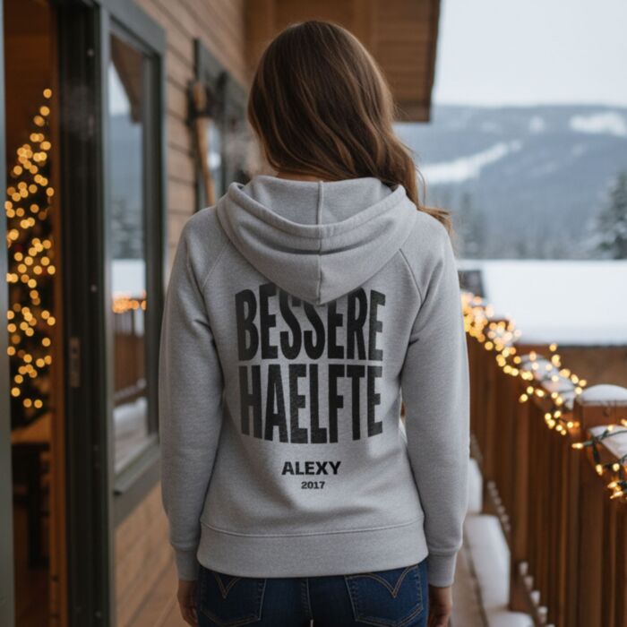 Personalisierter Kapuzenpullover mit Name - Bessere Hälfte