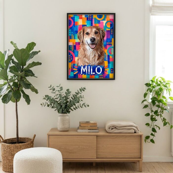 Hunde Poster personalisiert mit Foto und Namen – Buntes Gemälde