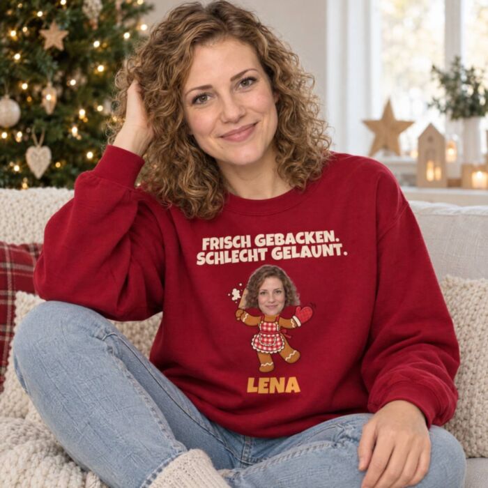 Lustiger Weihnachtspullover mit Foto – Lebkuchenmann mit eigenem Gesicht
