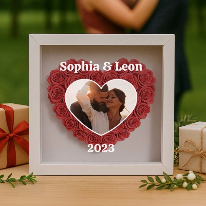 Personalisierbare Rosenbox mit Foto und Text