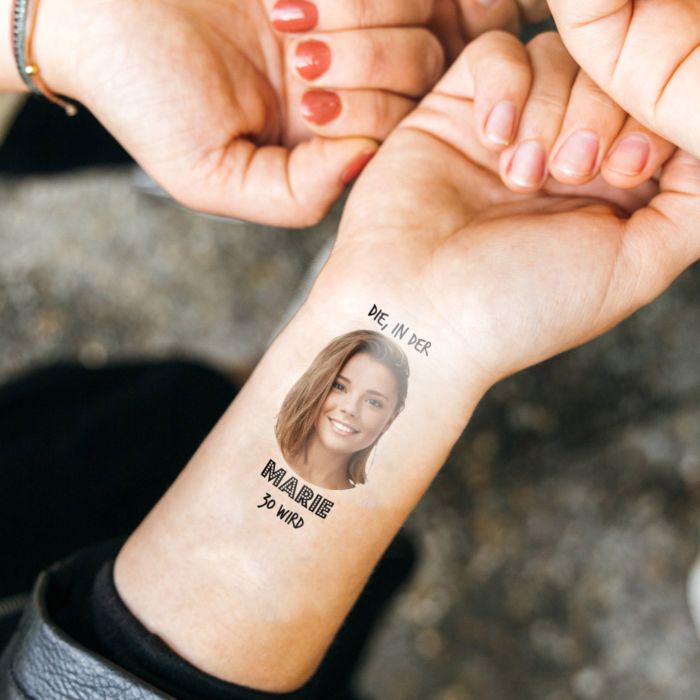 Personalisierbare Tattoos 4er Set mit Gesicht und Text