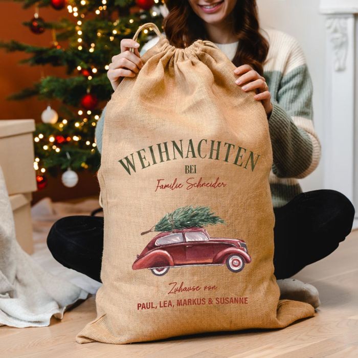Personalisierbarer Weihnachtssack mit Illustration
