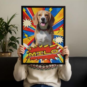 Hunde Poster personalisiert mit Foto und Namen - Pop-Art