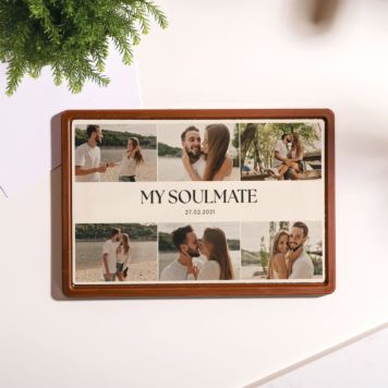 Personalisierte Schokolade als Karte mit 6 Fotos und Text