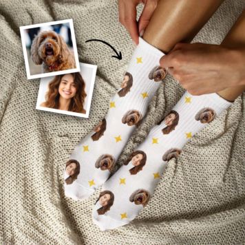 Personalisierbare Socken mit Haustier und Gesicht