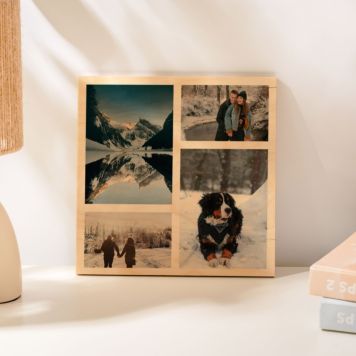 Personalisierbares Foto Holzbild mit 4 Fotos
