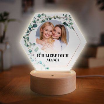 Personalisierbare LED-Lampe Blätter mit Foto und Text