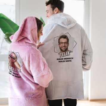 Personalisierbare Hoodie Decke mit Bild und Text