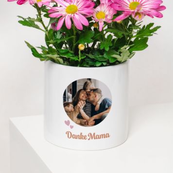 Personalisierbarer Blumentopf mit Foto und Text