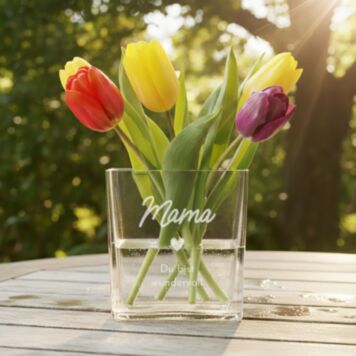 Personalisierbare Blumenvase mit Text und Symbol