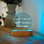 Personalisierbare LED-Lampe Rund mit Text