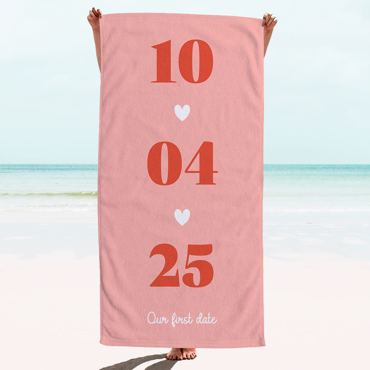 Personalisierbares Handtuch mit Datum, Valentinstag Geschenk, Romantische Geschenke, Hochzeitsgeschenk, Kleine Geschenke, Geschenk, Geschenkidee