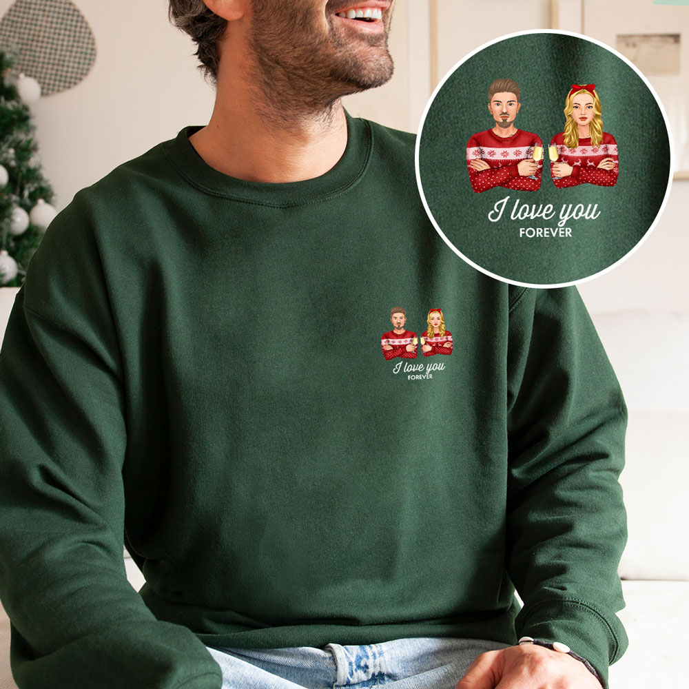 Personalisierbare Pullover-Illustration mit 2 Personen, Witzige Geschenke, Romantische Geschenke, Hochzeitsgeschenk, Kleine Geschenke, Geschenk, Geschenkidee