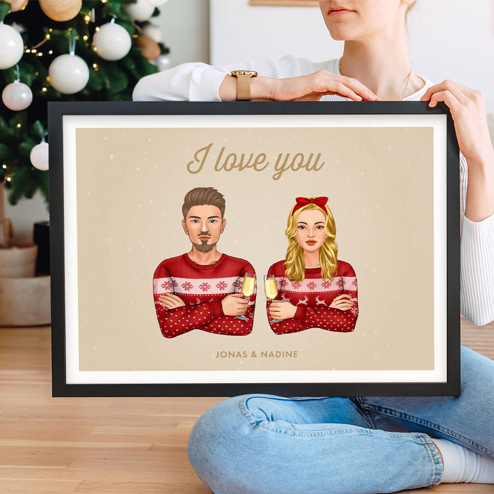 Personalisierbare Poster-Illustration mit 2 Personen, Weihnachtsgeschenk, Romantische Geschenke, Hochzeitsgeschenk, Kleine Geschenke, Geschenk, Geschenkidee