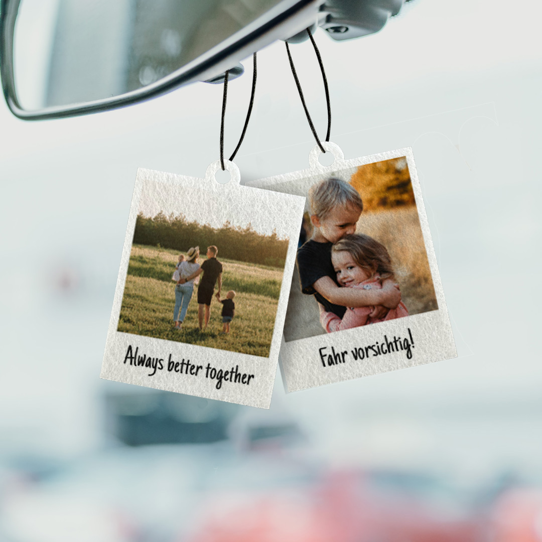 Personalisierbarer Duftbaum 2er Set im Polaroid-Look, Vatertagsgeschenk, Geschenk Papa, Fotogeschenk, Geburtstagsgeschenk, Geschenke Frauen, Geschenke Freundin, Geschenk Schwester, Geschenk Mama, Witzige Geschenke, Romantische Geschenke, Hochzeitsgeschenk, Kleine Geschenke, Geschenk, Geschenkidee