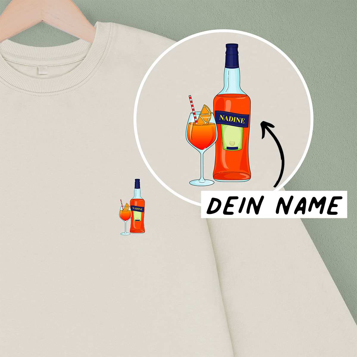 Personalisierbarer Pullover mit Drink und Name, Geburtstagsgeschenk, Witzige Geschenke, Romantische Geschenke, Hochzeitsgeschenk, Kleine Geschenke, Geschenk, Geschenkidee