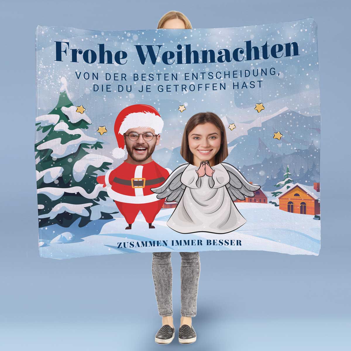 Kleine Fotodecke mit Gesicht und Text, Fotogeschenk, Romantische Geschenke, Hochzeitsgeschenk, Geschenk, Geschenkidee