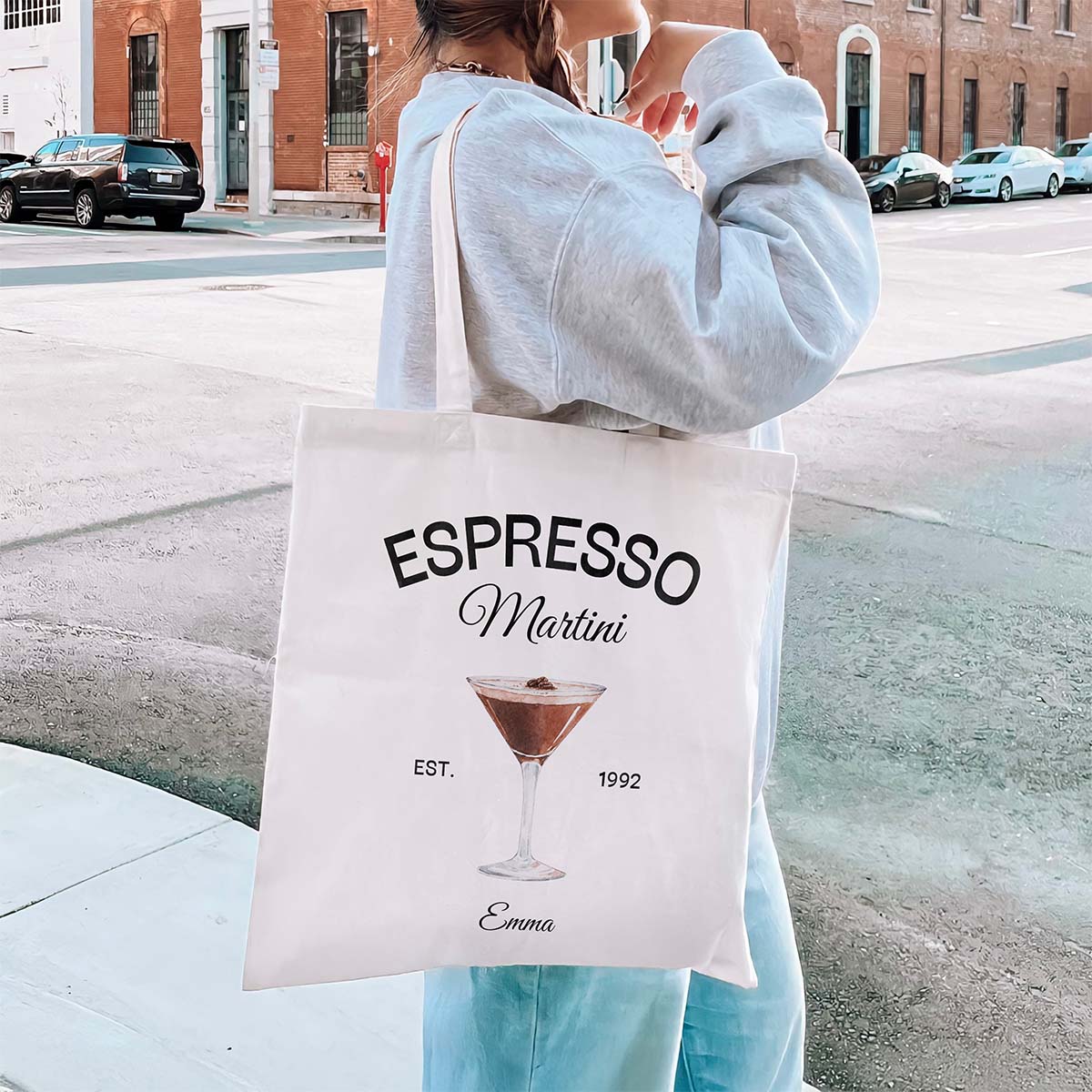 Personalisierbarer Espresso Martini Jutebeutel, Kleine Geschenke, Geschenk, Geschenkidee