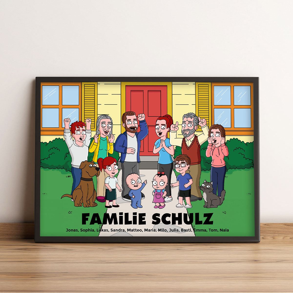 Personalisierbare Poster-Illustration Zeichentrick Familie, Vatertagsgeschenk, Geschenk Papa, Romantische Geschenke, Hochzeitsgeschenk, Kleine Geschenke, Geschenk, Geschenkidee
