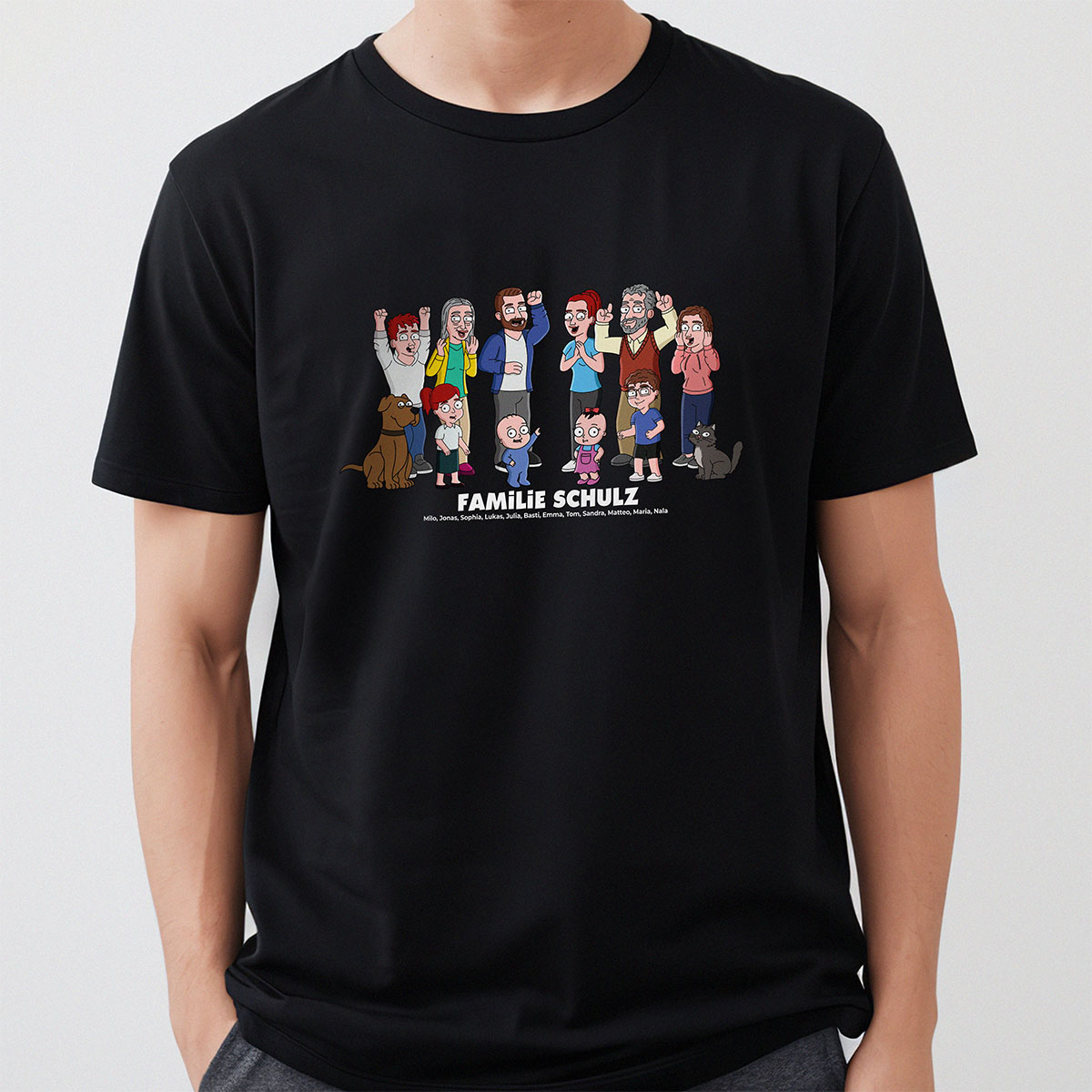 Personalisierbare T-Shirt-Illustration Zeichentrick Familie, Vatertagsgeschenk, Geburtstagsgeschenk, Witzige Geschenke, Romantische Geschenke, Hochzeitsgeschenk, Kleine Geschenke, Geschenk, Geschenkidee