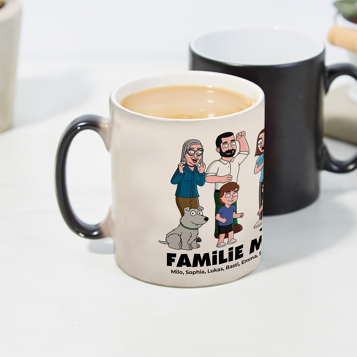 Personalisierbare Tassen-Illustration Zeichentrick Familie, Vatertagsgeschenk, Geschenk Papa, Geburtstagsgeschenk, Geschenk Männer, Geschenk Freund, Geschenk Bruder, Witzige Geschenke, Romantische Geschenke, Hochzeitsgeschenk, Kleine Geschenke, Geschenk, Geschenkidee