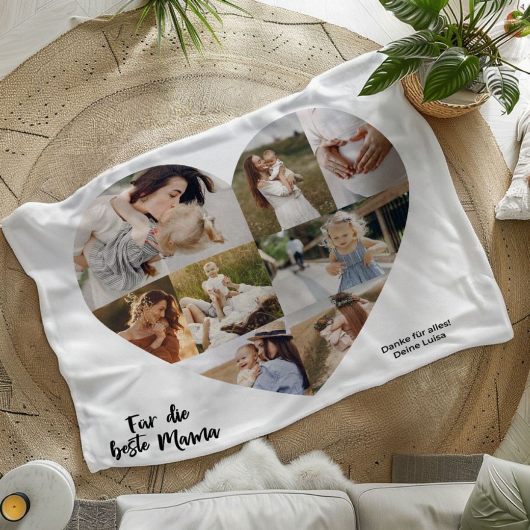 Fotodecke mit Herz und Text, personalisiert, personalisierbar, Fotogeschenk, Geschenke Frauen, Geschenke Freundin, Geschenk Schwester, Romantische Geschenke, Hochzeitsgeschenk, Geschenk, Geschenkidee