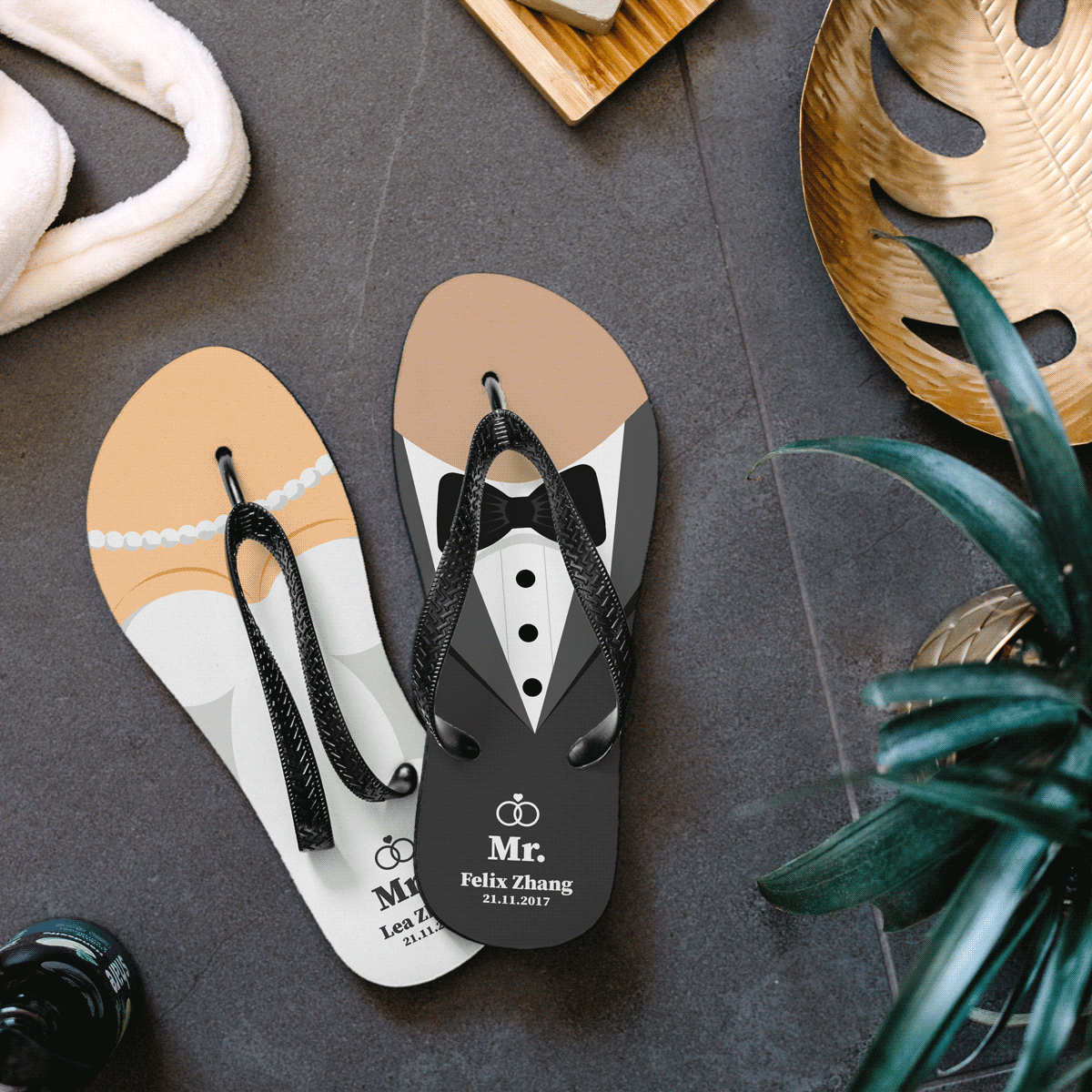 Personalisierbare Flip-Flops zur Hochzeit