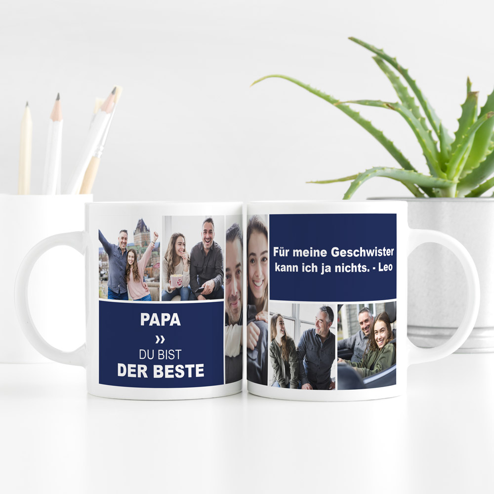 Personalisierbare Tasse mit 5 Bildern und Text