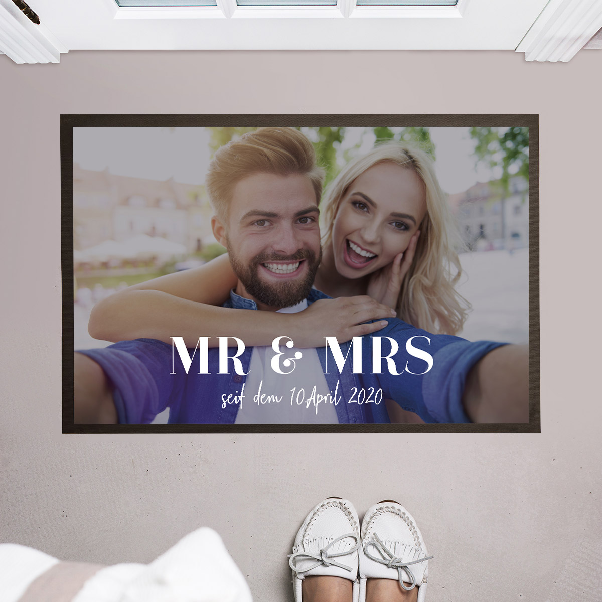 Personalisierbare Fußmatte mit Foto und Namen