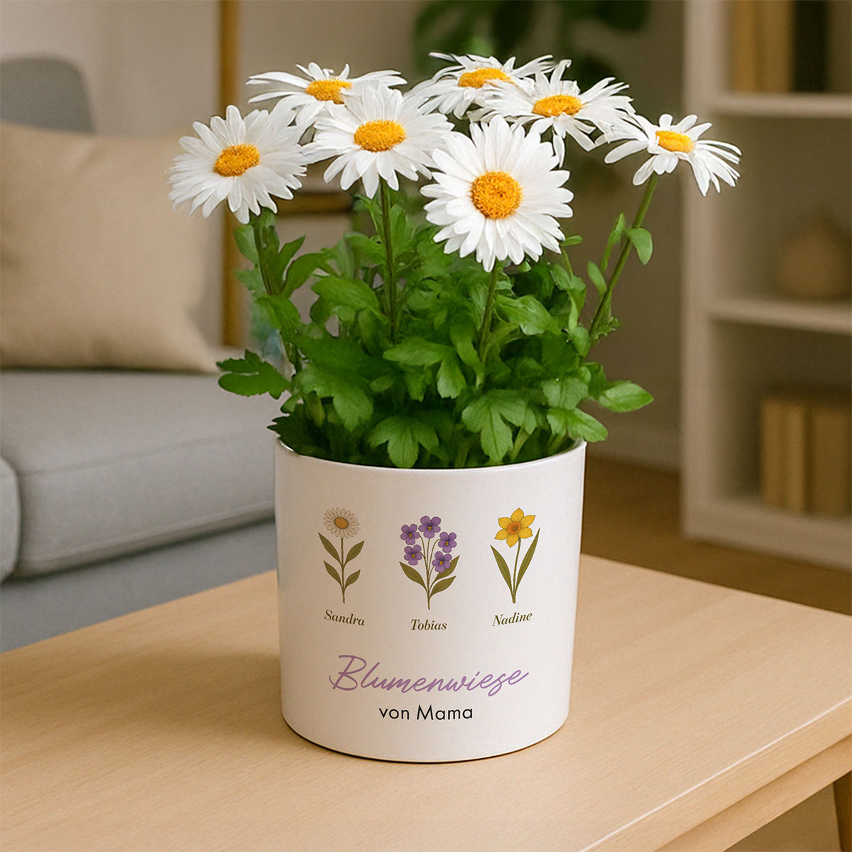 Personalisierbarer Blumentopf mit Geburtsblumen, Romantische Geschenke, Hochzeitsgeschenk, Kleine Geschenke, Geschenk, Geschenkidee