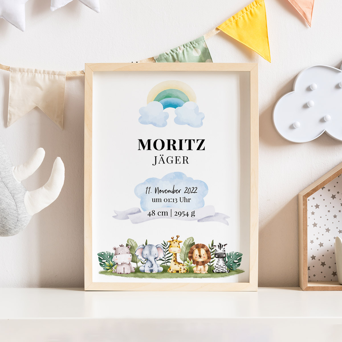 Personalisierbares Poster zur Geburt