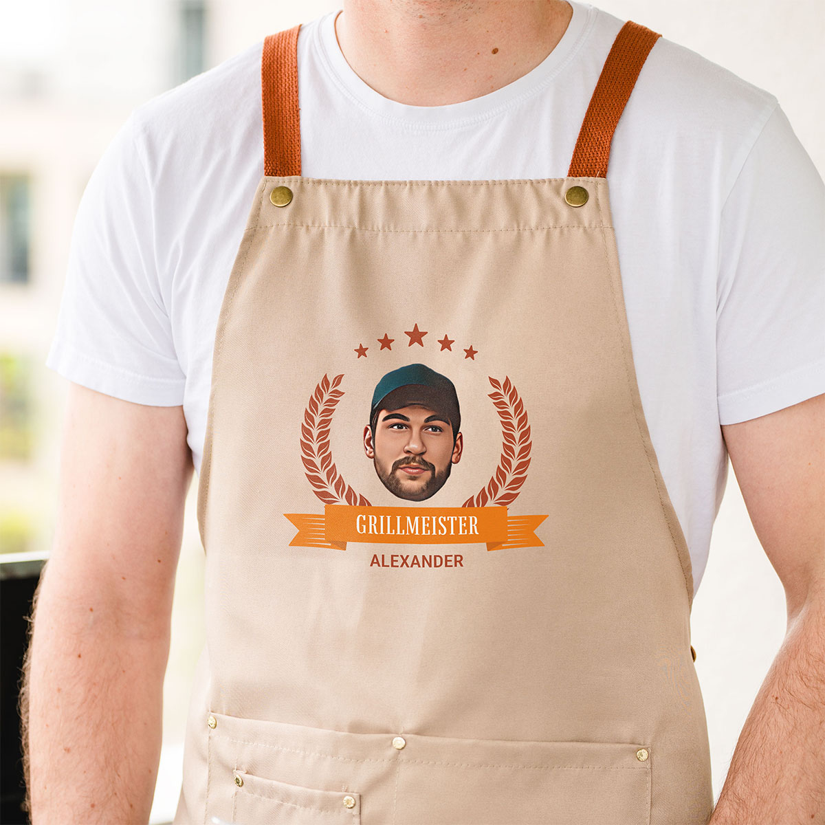 Personalisierbare Schürze mit Foto und Kranz, Vatertagsgeschenk, Geschenk Papa, Fotogeschenk, Geburtstagsgeschenk, Geschenk Männer, Geschenk Freund, Geschenk Bruder, Geschenke Frauen, Geschenke Freundin, Geschenk Schwester, Witzige Geschenke, Romantische Geschenke, Hochzeitsgeschenk, Kleine Geschenke, Geschenk, Geschenkidee