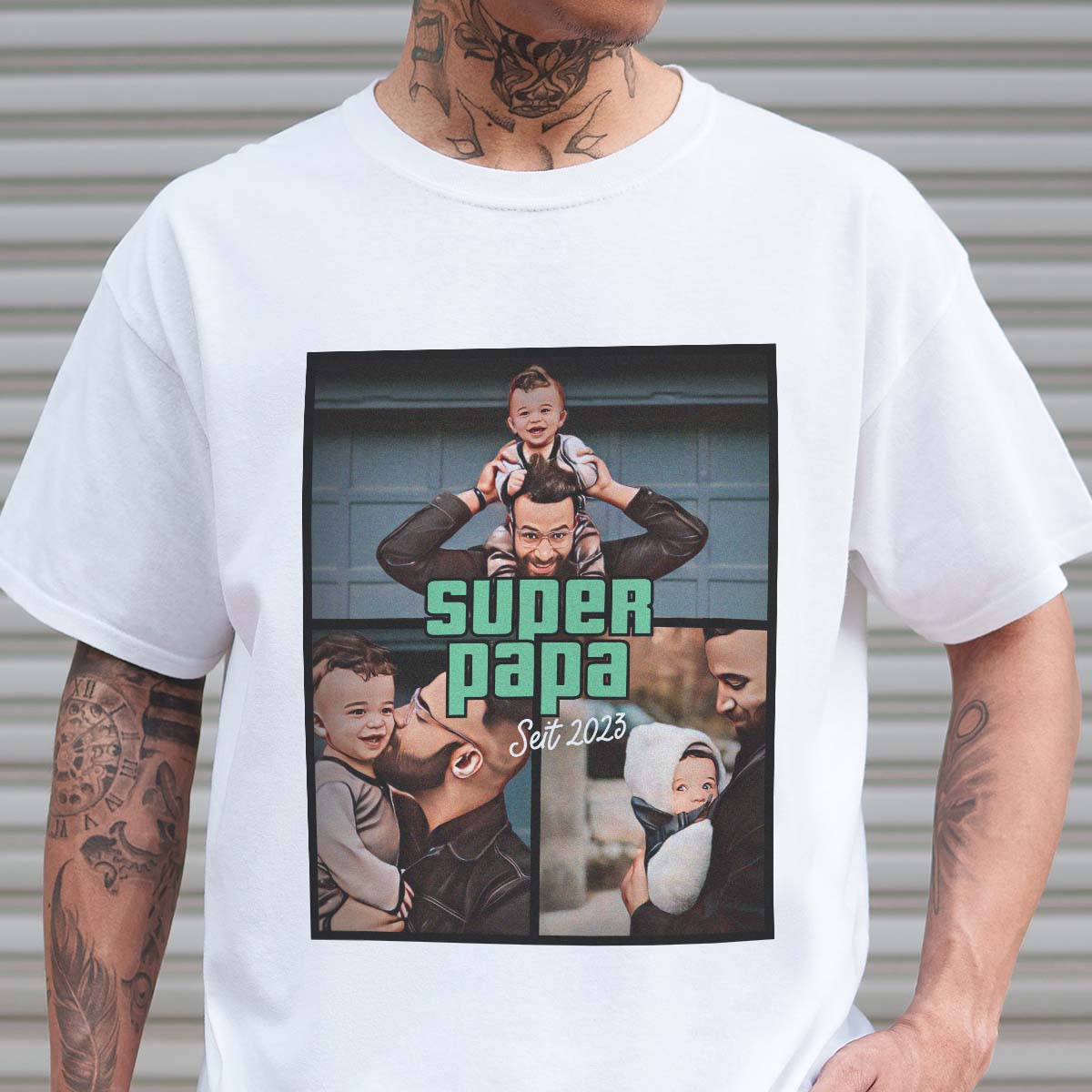 Personalisierbares T-Shirt mit drei Fotos und Text, Fotogeschenk, Geburtstagsgeschenk, Geschenk Männer, Geschenk Freund, Geschenk Bruder, Geschenke Frauen, Geschenke Freundin, Geschenk Schwester, Witzige Geschenke, Romantische Geschenke, Hochzeitsgeschenk, Kleine Geschenke, Geschenk, Geschenkidee