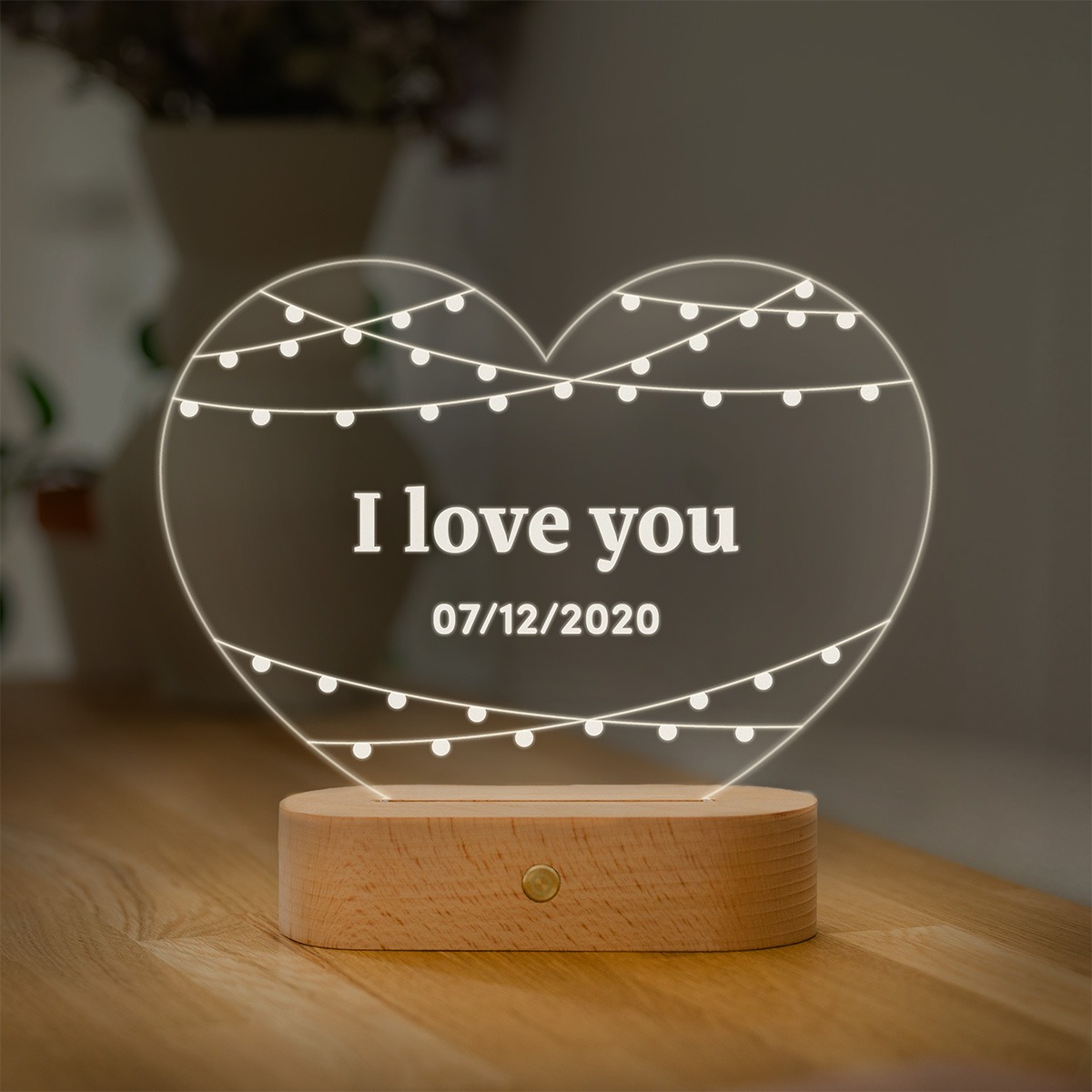 Personalisierbare LED-Lampe Herz mit Lichterkette und Text, Romantische Geschenke, Hochzeitsgeschenk, Kleine Geschenke, Geschenk, Geschenkidee