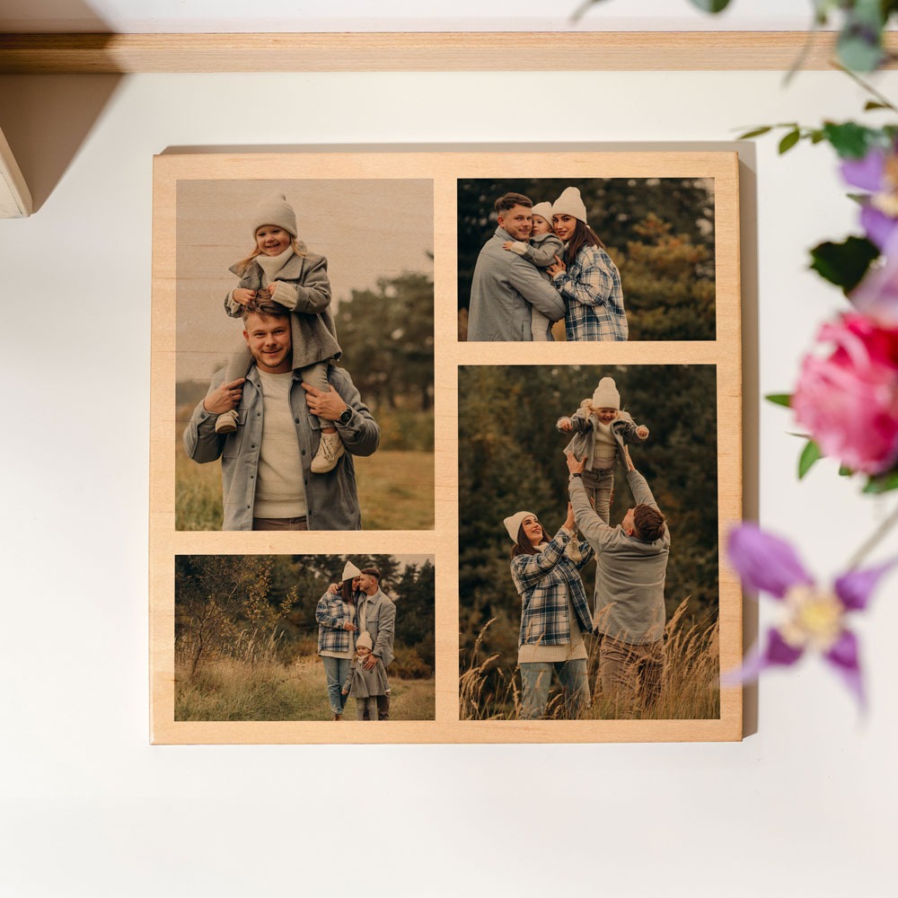 Personalisierbares Foto Holzbild mit 4 Fotos, Vatertagsgeschenk, Fotogeschenk, Geburtstagsgeschenk, Witzige Geschenke, Romantische Geschenke, Hochzeitsgeschenk, Geschenk, Geschenkidee