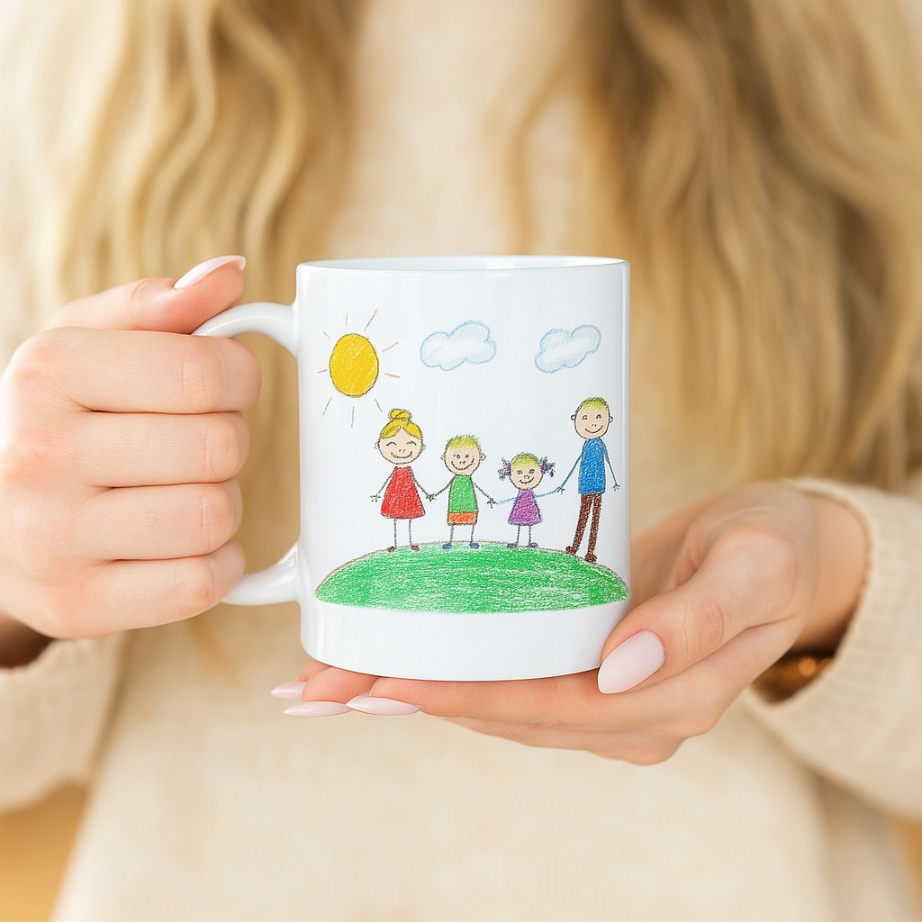 Personalisierbare Tasse mit deiner Zeichnung, Vatertagsgeschenk, Fotogeschenk, Witzige Geschenke, Romantische Geschenke, Hochzeitsgeschenk, Kleine Geschenke, Geschenk, Geschenkidee