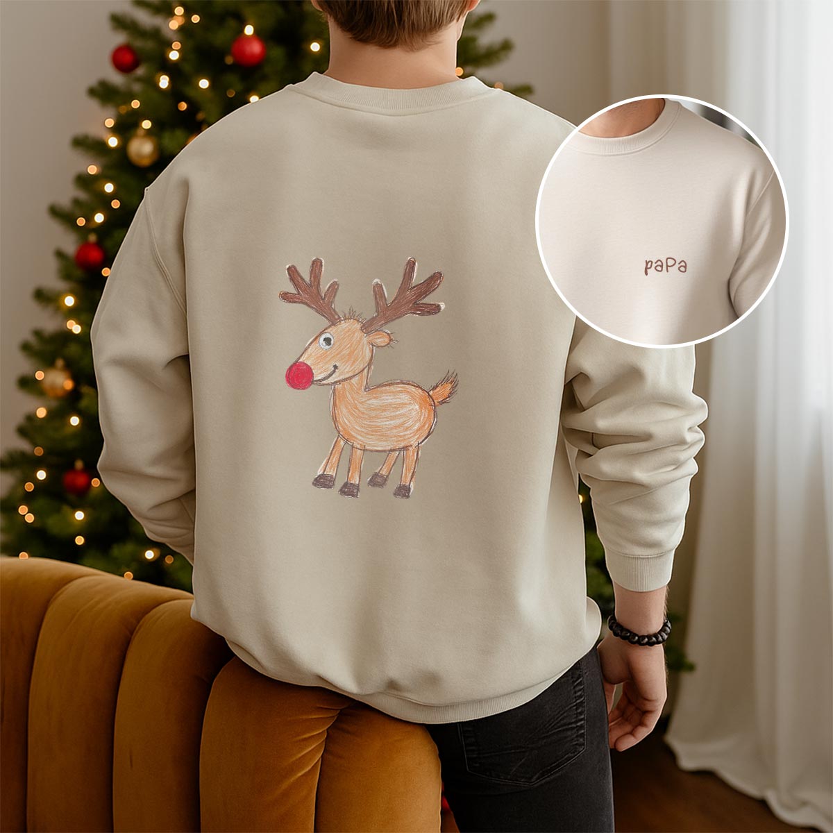 Personalisierbarer Pullover mit deiner Zeichnung vorne und hinten, Fotogeschenk, Geschenk Papa, Witzige Geschenke, Kleine Geschenke, Geschenk, Geschenkidee