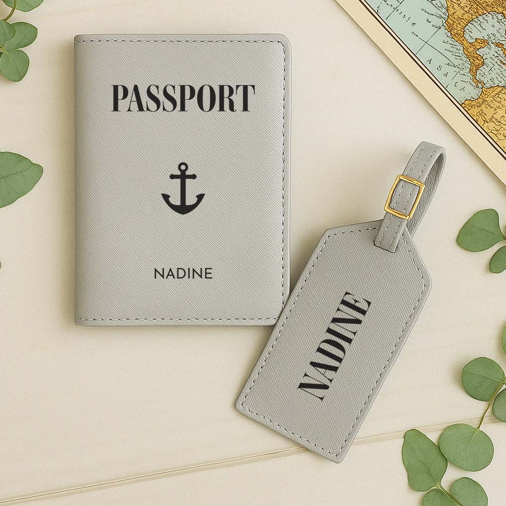Personalisierbare Reisepasshülle und Koffertag mit Symbol und Text, Romantische Geschenke, Hochzeitsgeschenk, Kleine Geschenke, Geschenk, Geschenkidee