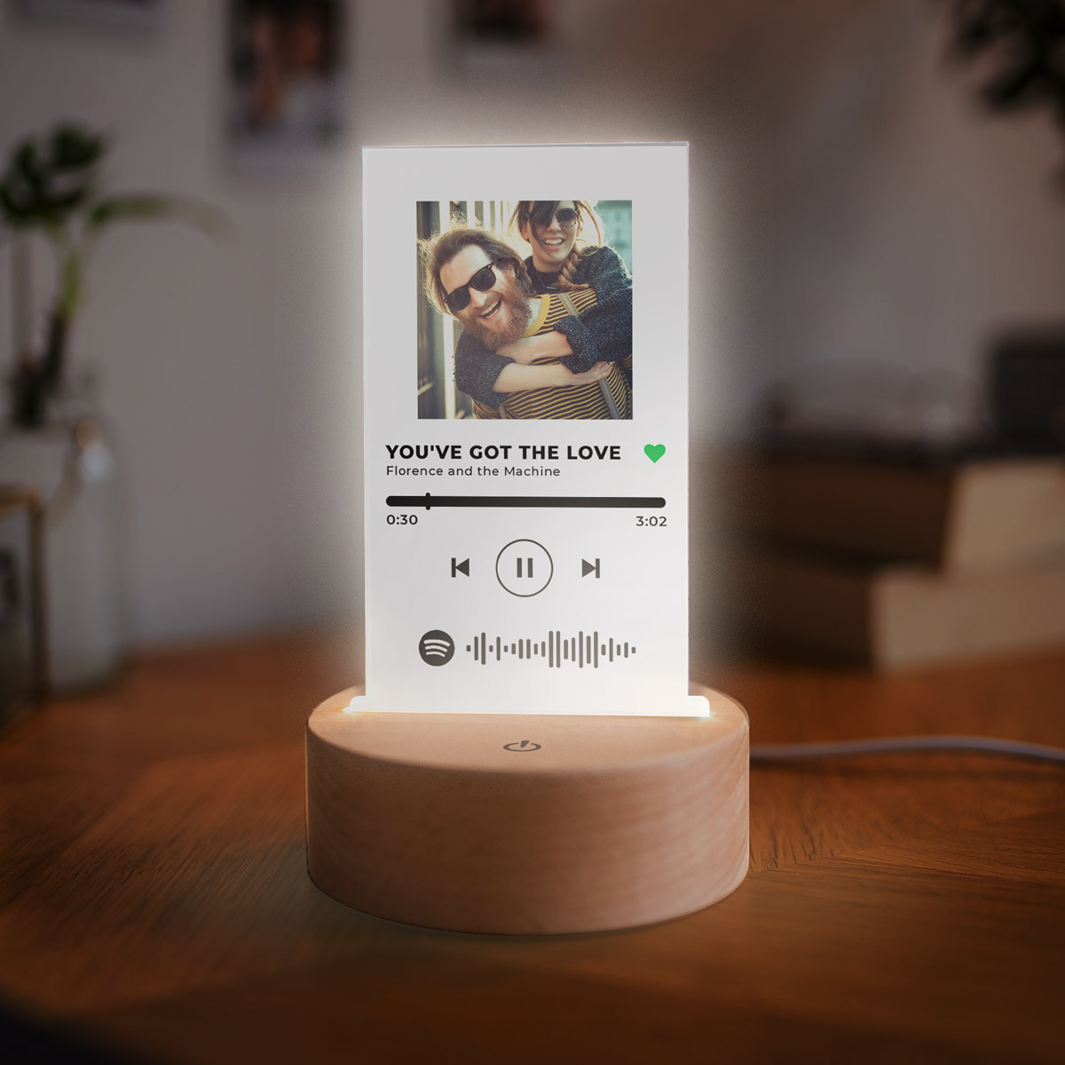 Personalisierbare LED-Lampe mit Foto und Song