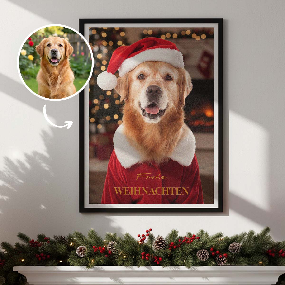 Personalisierbares Poster Haustier mit Kostüm, Weihnachtsgeschenk, Fotogeschenk, Witzige Geschenke, Romantische Geschenke, Hochzeitsgeschenk, Kleine Geschenke, Geschenk, Geschenkidee